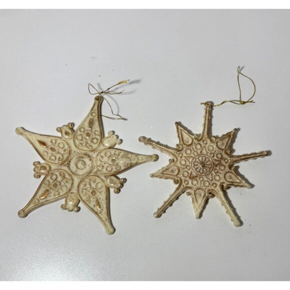 VTG Ivory & Gold Musical Instrument And Star Christmas Ornaments Plastic - Picture 4 of 4